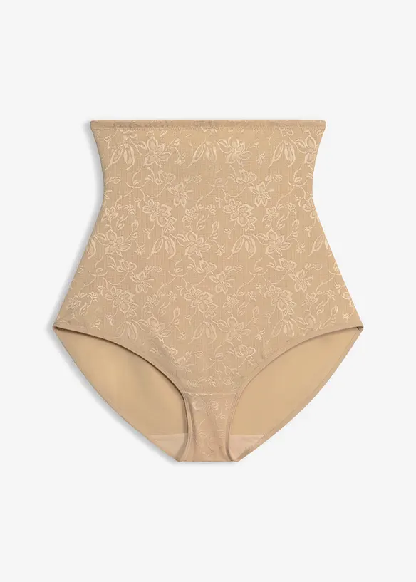Highwaist Medium Shape Slip aus Spitze in beige von vorne - bonprix