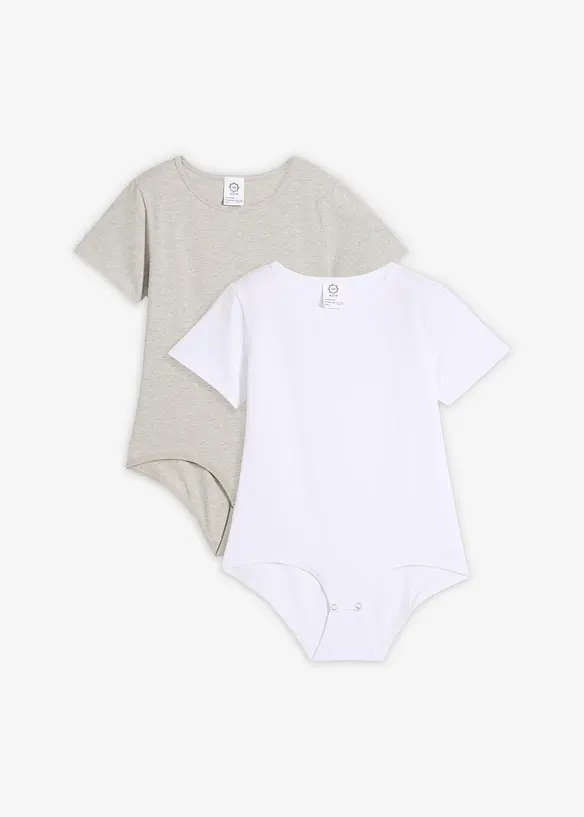 Body mit weicher Baumwolle (2er Pack) in weiß von vorne - bonprix