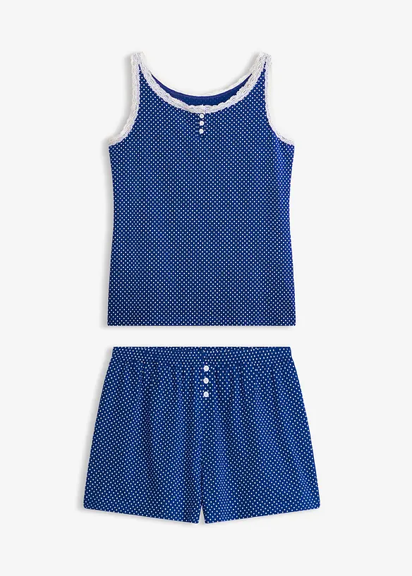 Shorty mit zarter Spitze in blau von vorne - bonprix