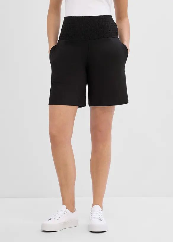 Leichte Jersey-Shorts für die Schwangerschaft und danach (2er Pack) in schwarz von vorne - bonprix