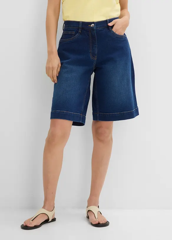 Jeans-Bermuda Mid Waist mit Bio-Baumwolle in blau von vorne - bonprix