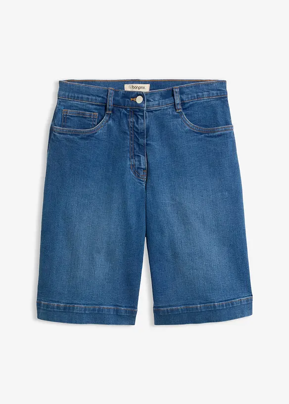 Jeans-Bermuda Mid Waist mit Bio-Baumwolle in blau von vorne - bonprix