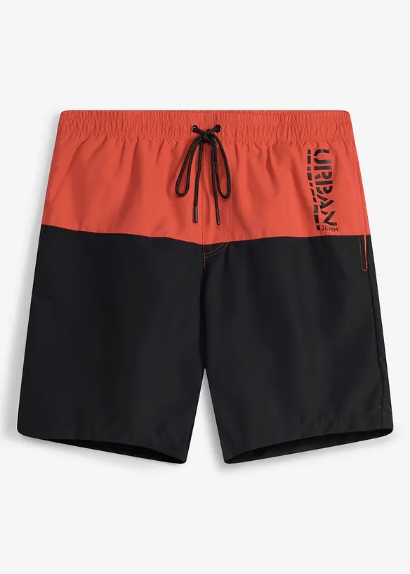 Badeshorts mit Colorblocking in rot von vorne - bonprix