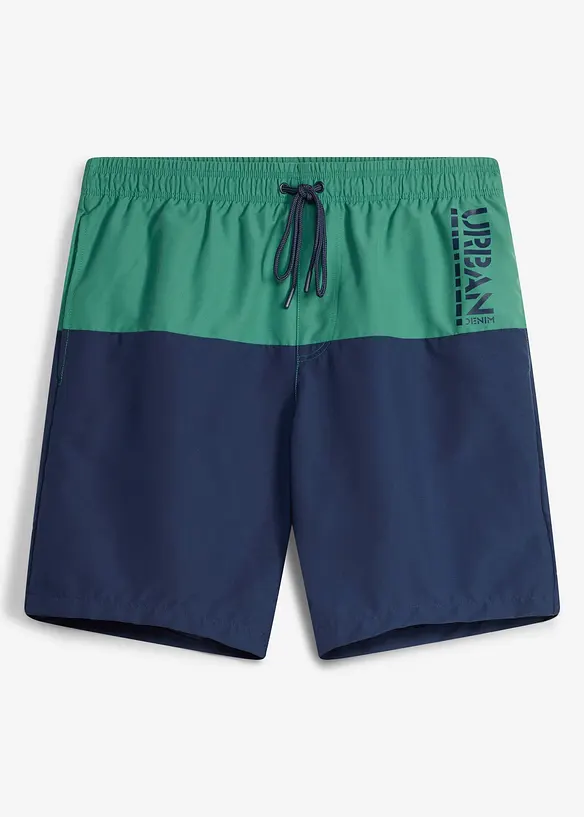Badeshorts mit Colorblocking in grün von vorne - bonprix