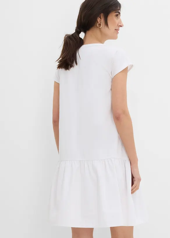 Jeans-Tunika-Kleid aus Baumwolle in weiß von hinten (Totalaufnahme) - bonprix