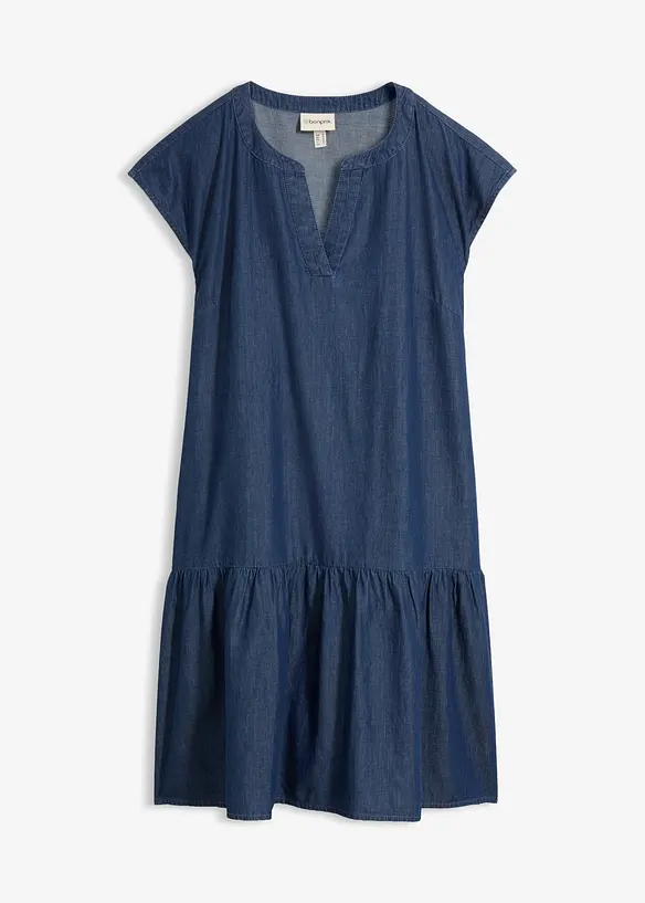 Jeans-Tunika-Kleid aus Baumwolle in blau von vorne - bonprix