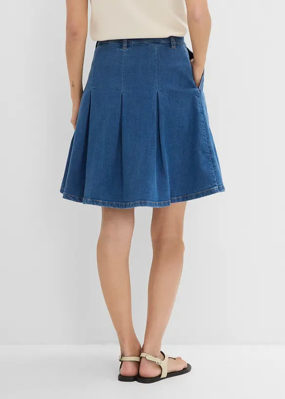Jeansrock Mid Waist, Falten in blau von hinten - bonprix Jeansrock Mid Waist, Falten in blau von hinten - bonprix