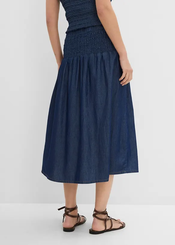 Jeansrock Midi, Gummibund in blau von hinten - bonprix Jeansrock Midi, Gummibund in blau von hinten - bonprix