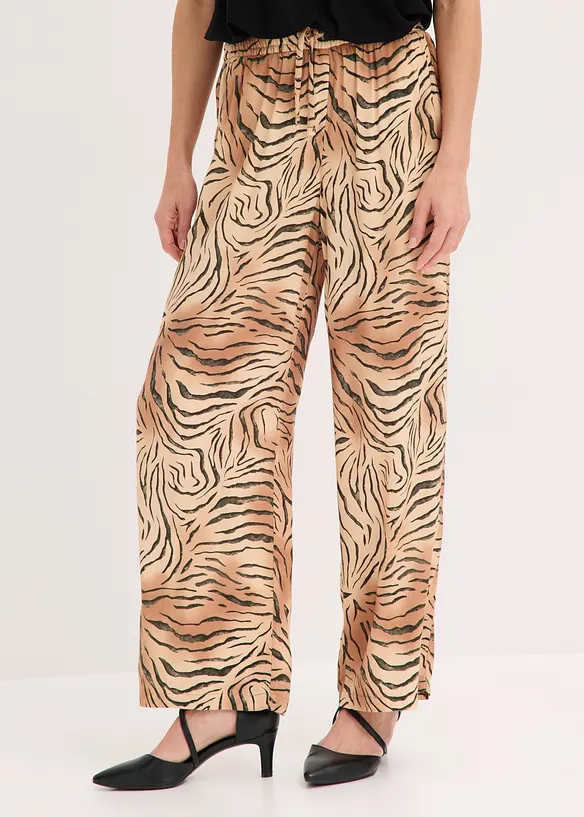 Weite Hose mit Komfortbund in beige von vorne - bonprix Weite Hose mit Komfortbund in beige von vorne - bonprix