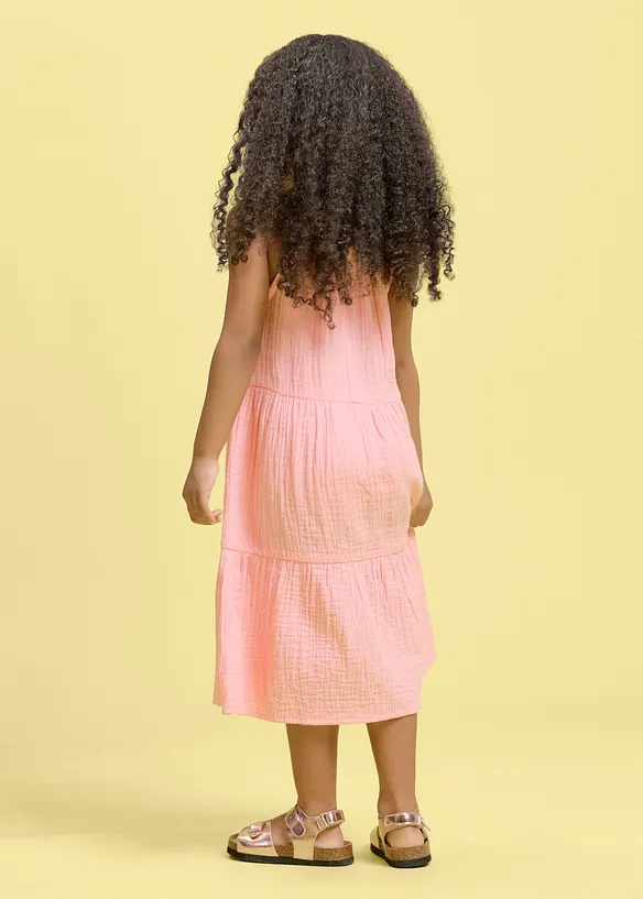 Kleid aus luftigem Musselin in rosa von hinten (Totalaufnahme) - bonprix