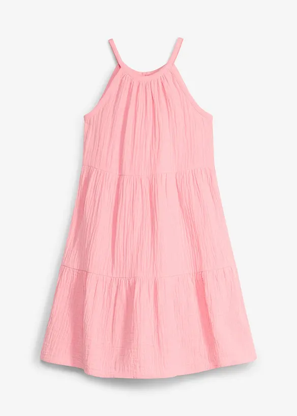 Kleid aus luftigem Musselin in rosa von vorne - bonprix