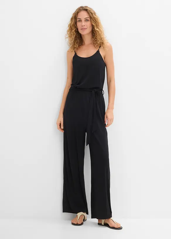 Overall aus softem Modal-Mix in schwarz von vorne (Totalaufnahme) - bonprix