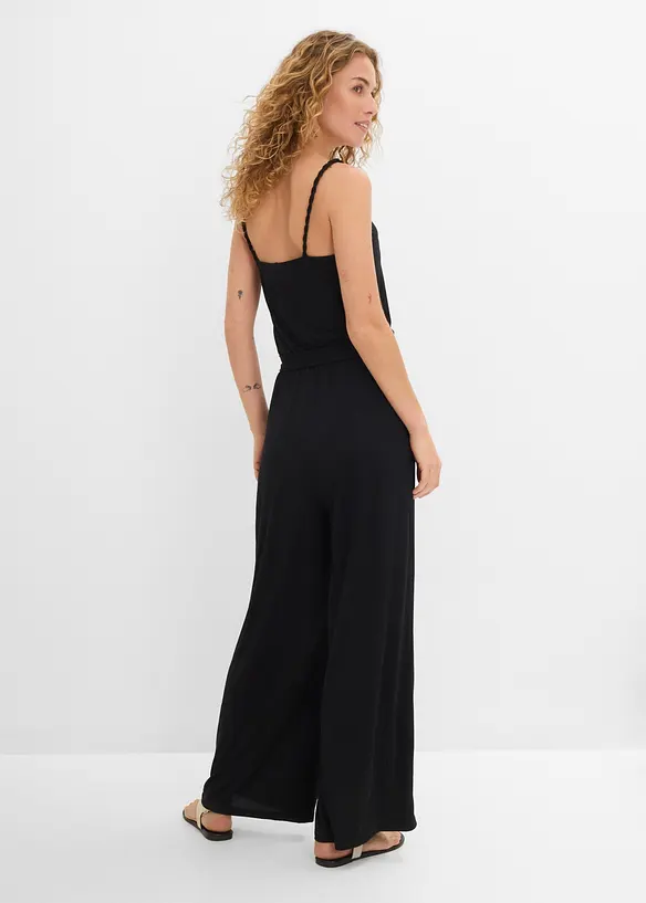 Overall aus softem Modal-Mix in schwarz von hinten (Totalaufnahme) - bonprix