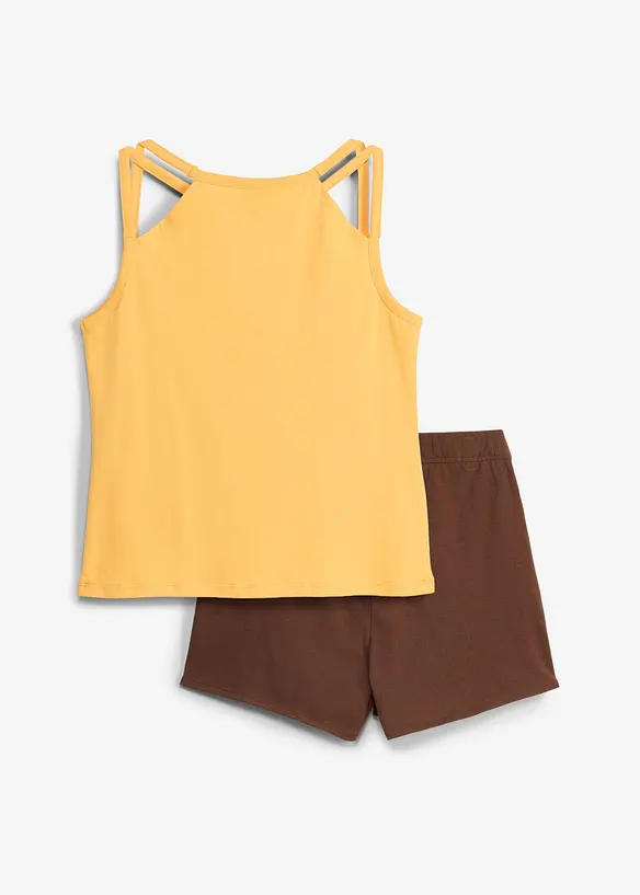 Top und Skorts aus reiner Bio-Baumwolle (2-tlg.Set) in braun von hinten - bonprix