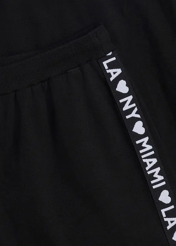 Shirt und Shorts aus elastischem Bio-Baumwoll-Mix (2-tlg.Set) in schwarz - bonprix