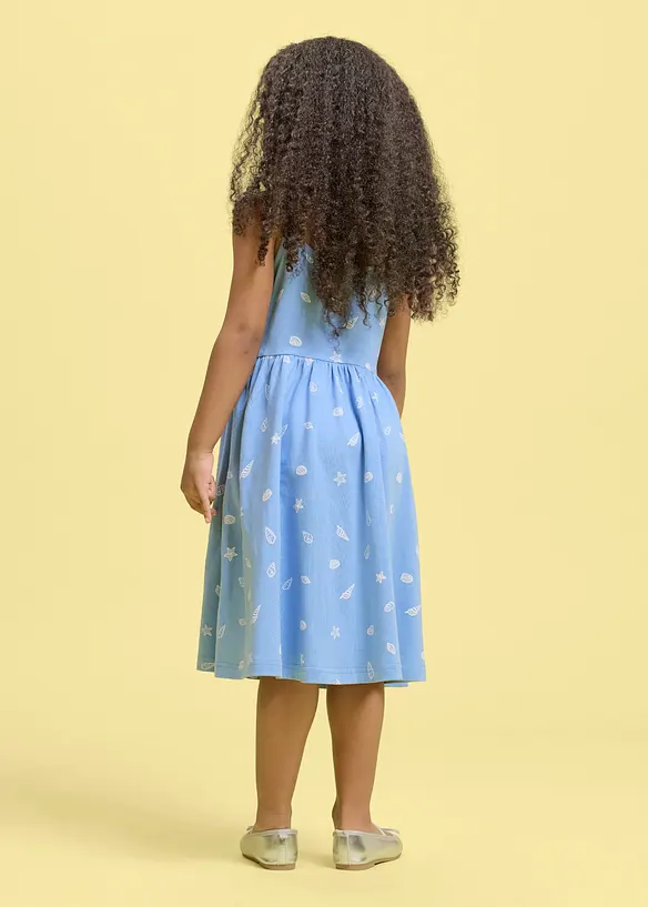 Jerseykleid aus reiner Bio-Baumwolle (2er Pack) in blau von hinten (Totalaufnahme) - bonprix