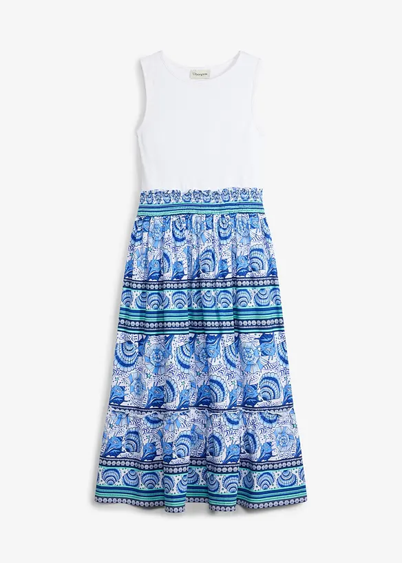 Jerseykleid 2 in 1 Optik in weiß von vorne - bonprix