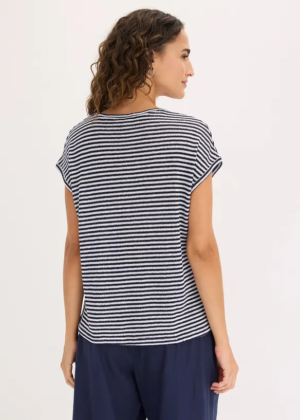 Shirt in Strick-Optik in weiß von hinten (im Anschnitt) - bonprix