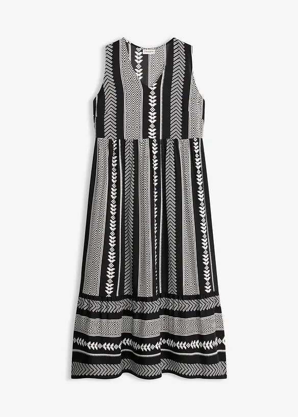 Maxikleid aus fließender Viskose in schwarz von vorne - bonprix Maxikleid aus fließender Viskose in schwarz von vorne - bonprix