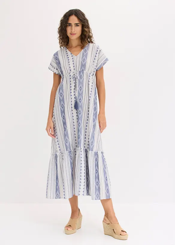 Midikleid aus Baumwoll-Mix in weiß von vorne (Totalaufnahme) - bonprix Midikleid aus Baumwoll-Mix in weiß von vorne (Totalaufnahme) - bonprix