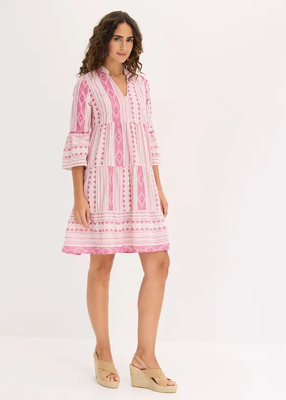 Tunika-Kleid aus Baumwoll-Mix in weiß von vorne (Totalaufnahme) - bonprix Tunika-Kleid aus Baumwoll-Mix in weiß von vorne (Totalaufnahme) - bonprix