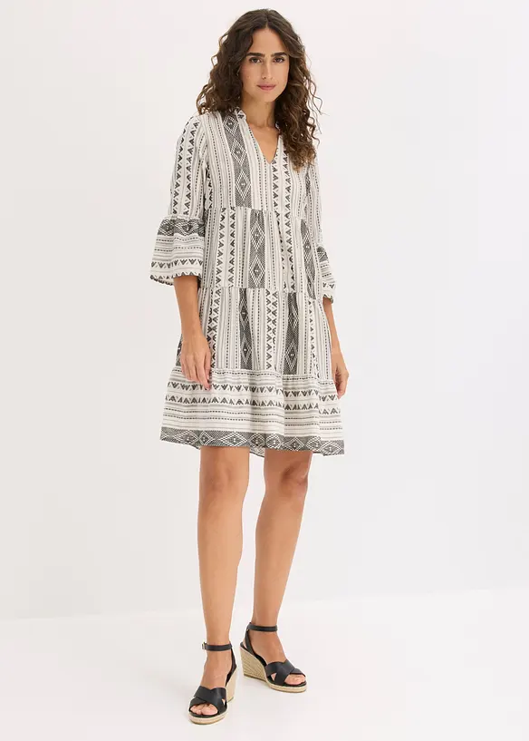 Tunika-Kleid aus Baumwoll-Mix in weiß von vorne (Totalaufnahme) - bonprix Tunika-Kleid aus Baumwoll-Mix in weiß von vorne (Totalaufnahme) - bonprix