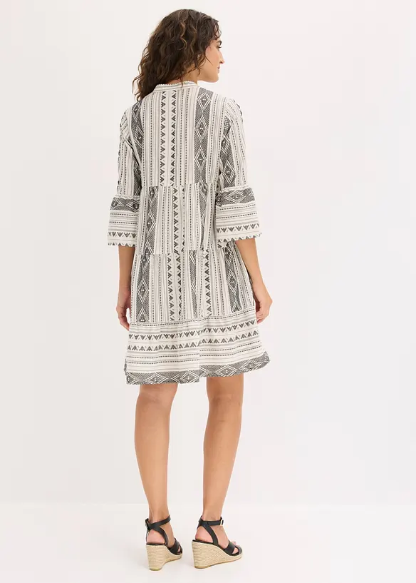 Tunika-Kleid aus Baumwoll-Mix in weiß von hinten (Totalaufnahme) - bonprix Tunika-Kleid aus Baumwoll-Mix in weiß von hinten (Totalaufnahme) - bonprix