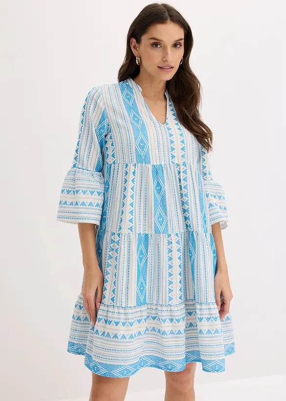 Tunika-Kleid aus Baumwoll-Mix in weiß von vorne (Totalaufnahme) - bonprix Tunika-Kleid aus Baumwoll-Mix in weiß von vorne (Totalaufnahme) - bonprix