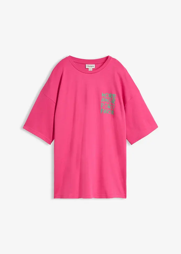 Oversize-Shirt aus reiner Bio-Baumwolle in pink von vorne - bonprix