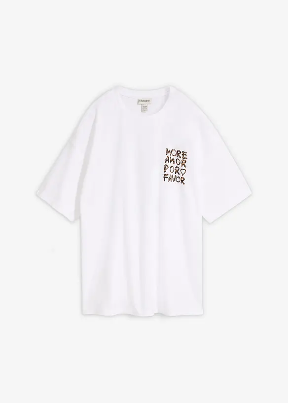 Oversize-Shirt aus reiner Bio-Baumwolle in weiß von vorne - bonprix