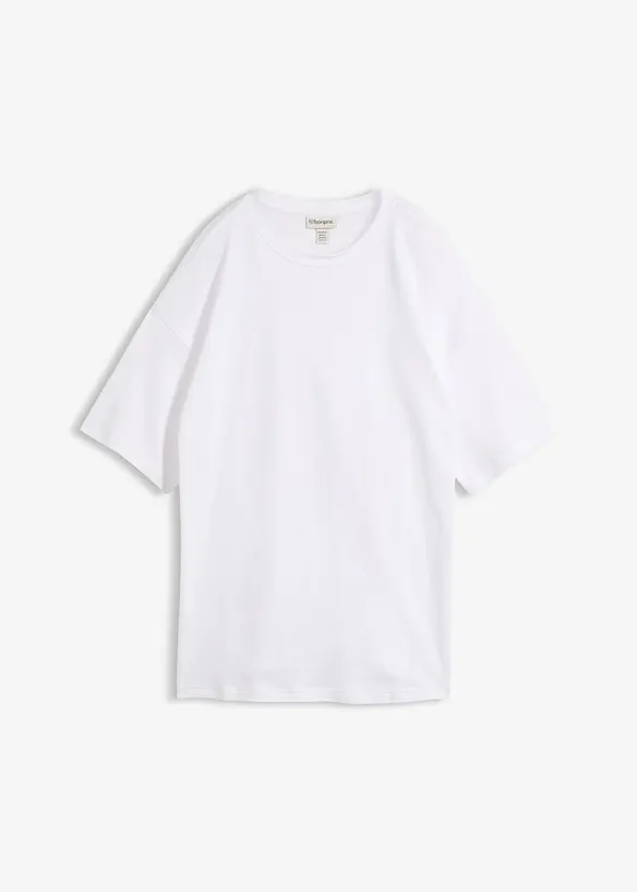 Oversize-Shirt aus reiner Bio-Baumwolle in weiß von vorne - bonprix