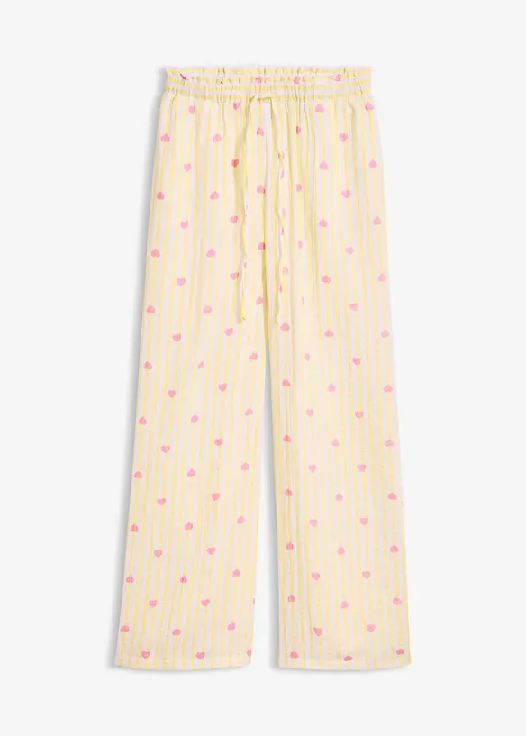 Musselin-Schlupfhose aus reiner Baumwolle in gelb von vorne - bonprix