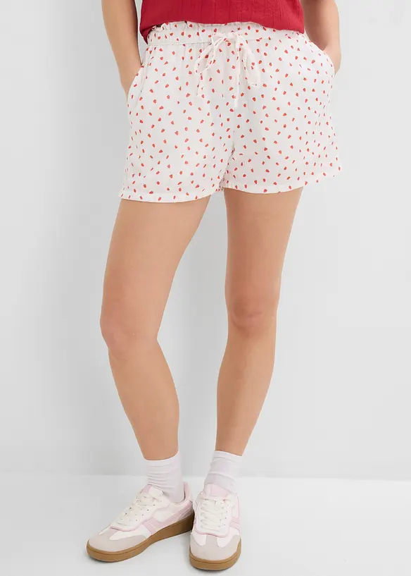 Schlupf-Shorts aus luftigem Musselin in weiß von vorne - bonprix Schlupf-Shorts aus luftigem Musselin in weiß von vorne - bonprix