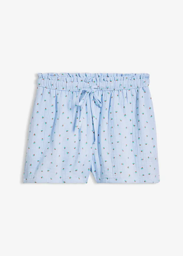 Schlupf-Shorts aus luftigem Musselin in blau von vorne - bonprix Schlupf-Shorts aus luftigem Musselin in blau von vorne - bonprix