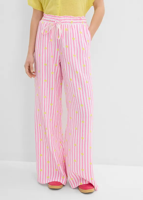 Musselin-Schlupfhose aus reiner Baumwolle in rosa von vorne - bonprix