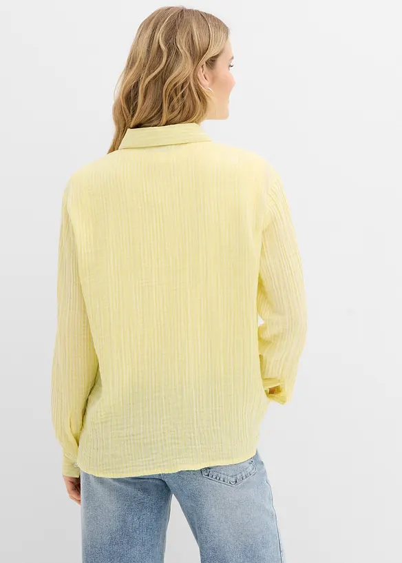 Hemdbluse aus luftigem Musselin in gelb von hinten (im Anschnitt) - bonprix