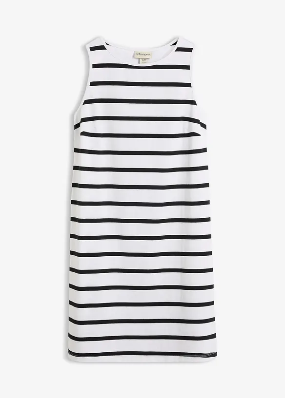 Jerseykleid aus elastischen Bio-Baumwoll-Mix in weiß von vorne - bonprix