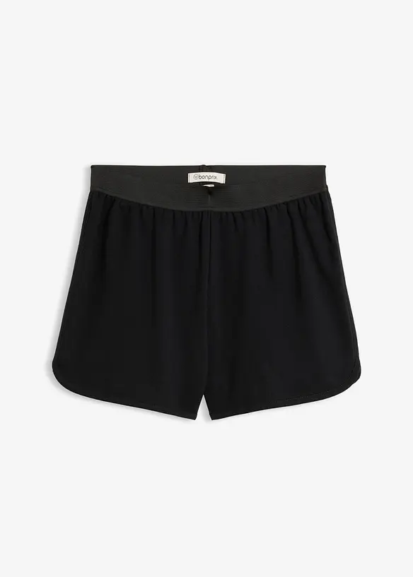 Sweat-Shorts mit abgerundetem Saum in schwarz von vorne - bonprix Sweat-Shorts mit abgerundetem Saum in schwarz von vorne - bonprix