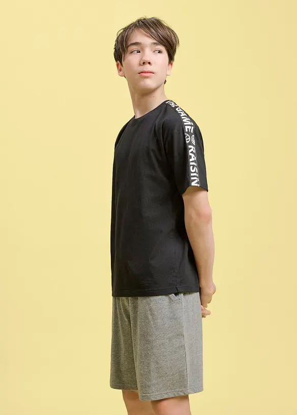 T-Shirt aus reiner Bio Baumwolle (2er Pack) in schwarz von vorne (im Anschnitt) - bonprix