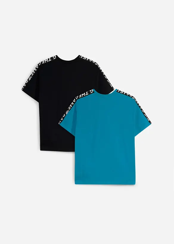 T-Shirt aus reiner Bio Baumwolle (2er Pack) in schwarz von hinten - bonprix
