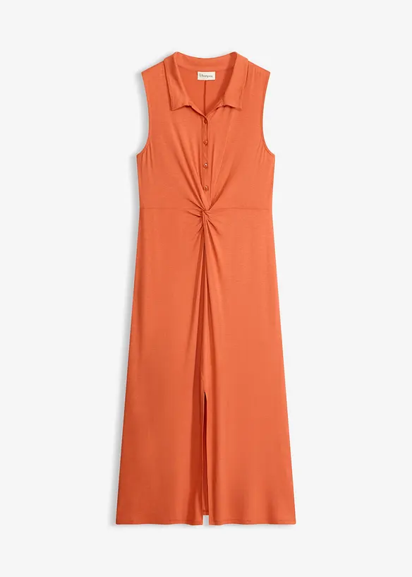 Jersey-Hemdblusenkleid aus fließender Viskose in rot von vorne - bonprix