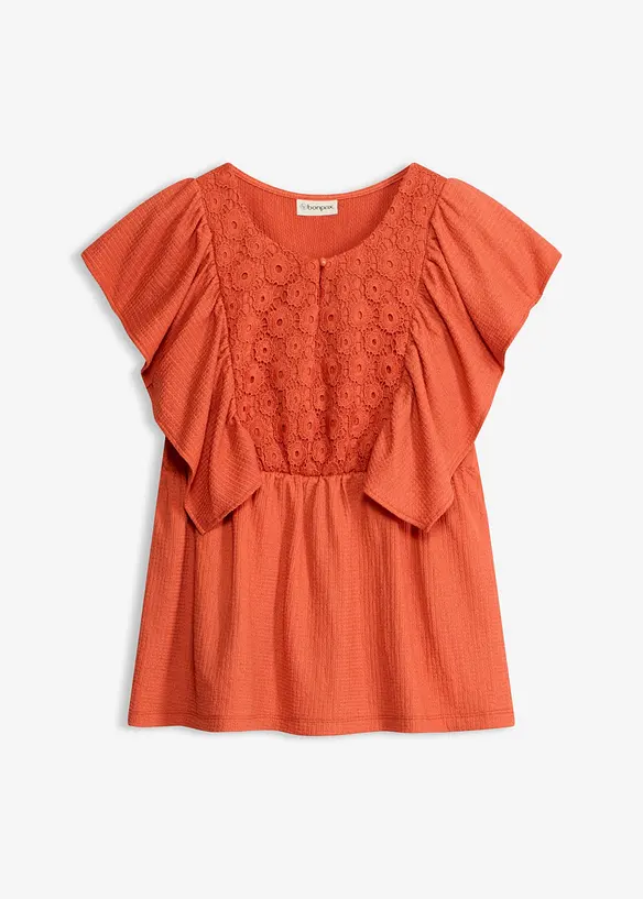 Shirtbluse aus strukturiertem Crêpe in rot von vorne - bonprix Shirtbluse aus strukturiertem Crêpe in rot von vorne - bonprix
