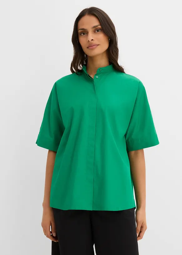 Bluse aus reiner Bio-Baumwolle in grün von vorne (im Anschnitt) - bonprix Bluse aus reiner Bio-Baumwolle in grün von vorne (im Anschnitt) - bonprix