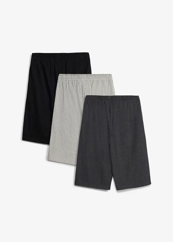 Jersey-Bermuda mit Bio Baumwolle (3er Pack) in grau von hinten - bonprix