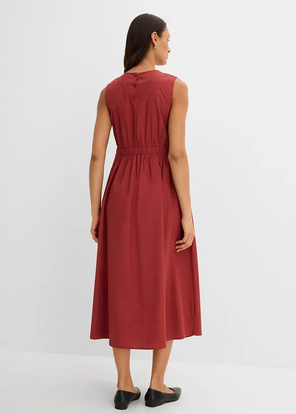 Midikleid aus reiner Bio-Baumwolle in rot von hinten (Totalaufnahme) - bonprix Midikleid aus reiner Bio-Baumwolle in rot von hinten (Totalaufnahme) - bonprix