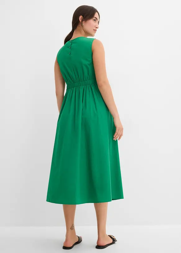 Midikleid aus reiner Bio-Baumwolle in grün von hinten (Totalaufnahme) - bonprix Midikleid aus reiner Bio-Baumwolle in grün von hinten (Totalaufnahme) - bonprix