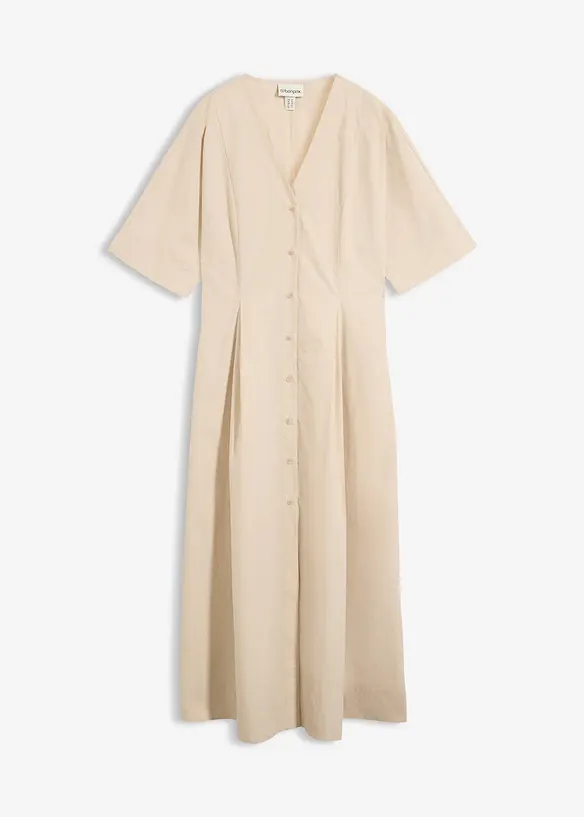 Midikleid aus reiner Baumwolle in beige von vorne - bonprix Midikleid aus reiner Baumwolle in beige von vorne - bonprix