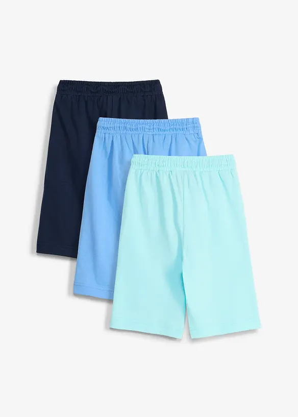Jersey-Bermuda aus reiner Bio Baumwolle (3er Pack) in blau von hinten - bonprix