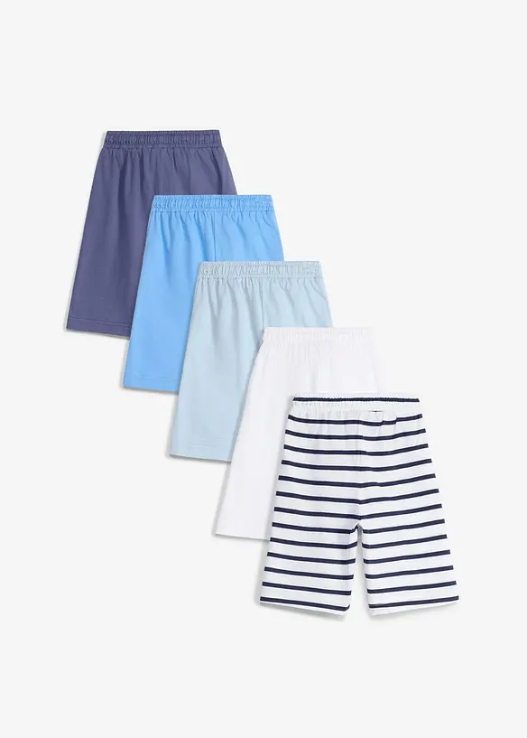 Jersey-Bermuda aus reiner Bio Baumwolle (5er Pack) in blau von hinten - bonprix