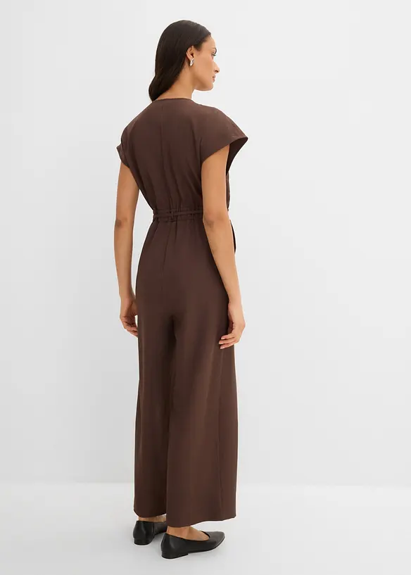 Kurzarm-Jumpsuit in braun von hinten (Totalaufnahme) - bonprix Kurzarm-Jumpsuit in braun von hinten (Totalaufnahme) - bonprix